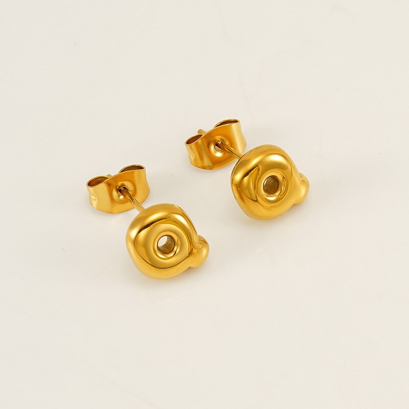 Gold color / 1 Pair Simple Series Elegant Letter Q Titanium Steel 18K Gold Plated Women's Stud Earrings Picture17